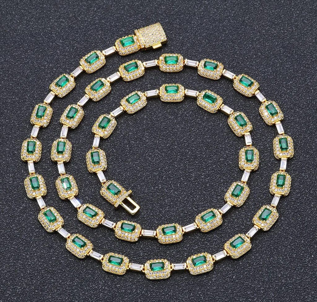 Elegant Green Crystal Tennis Necklace