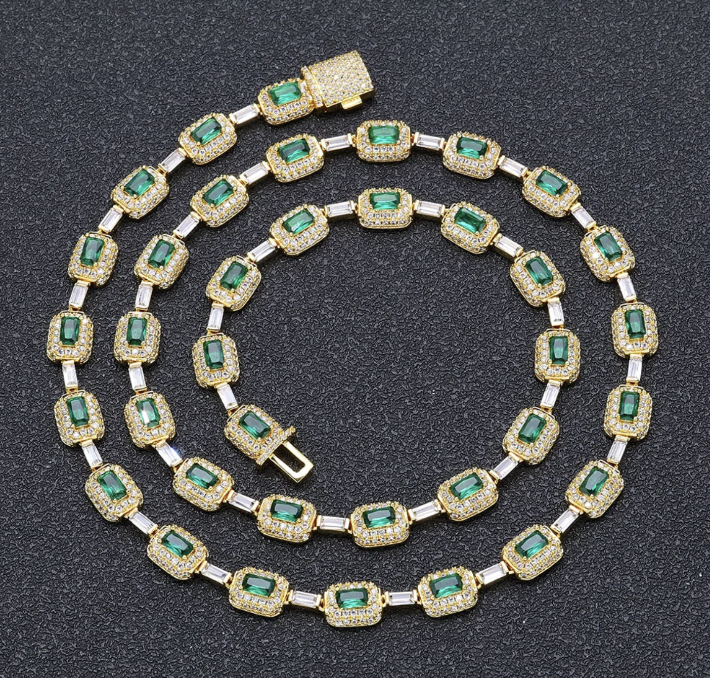 Elegant Green Crystal Tennis Necklace