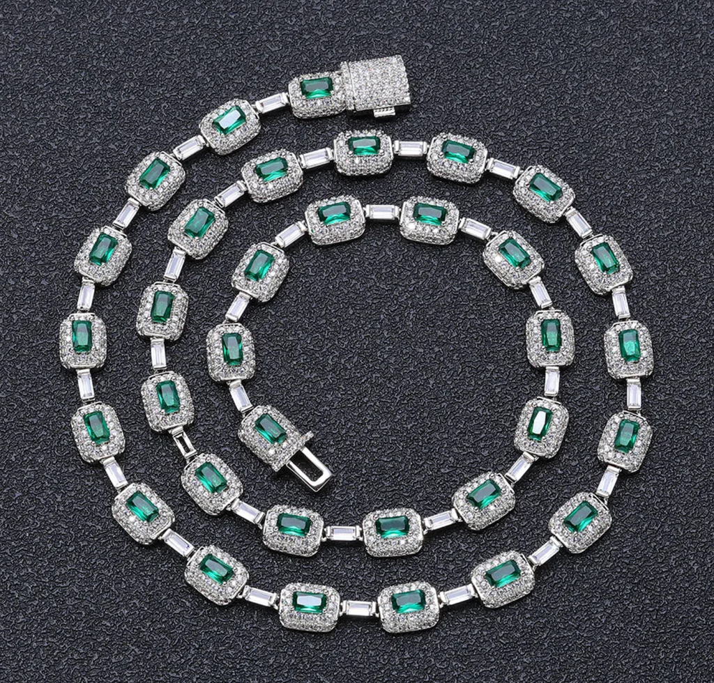 Elegant Green Crystal Tennis Necklace