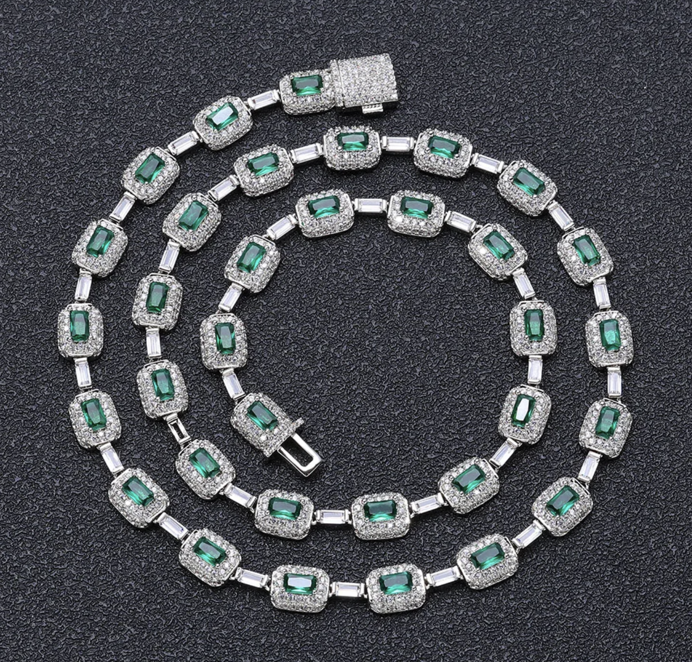 Elegant Green Crystal Tennis Necklace