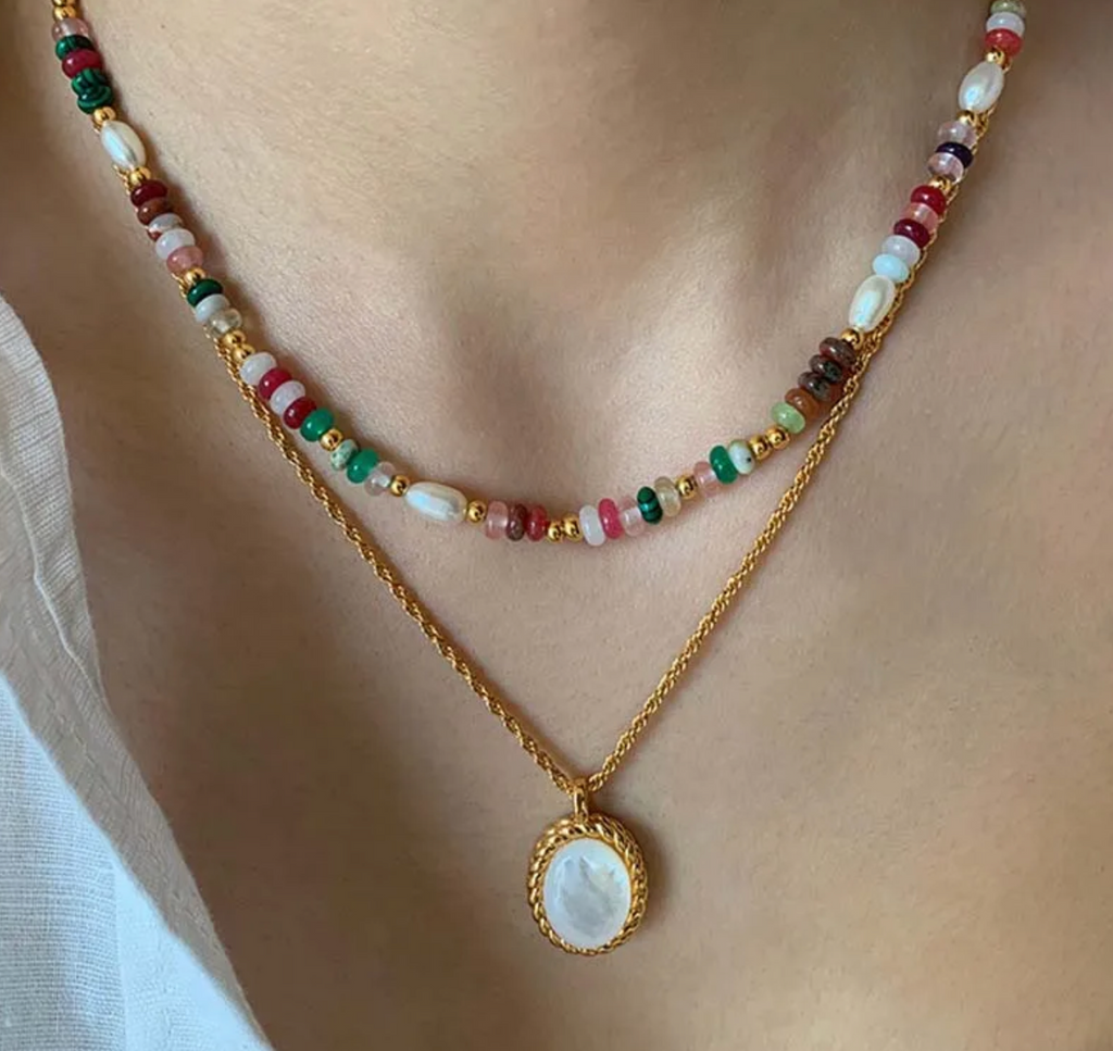 Colorful Beaded Freshwater Pearl Necklace Set
