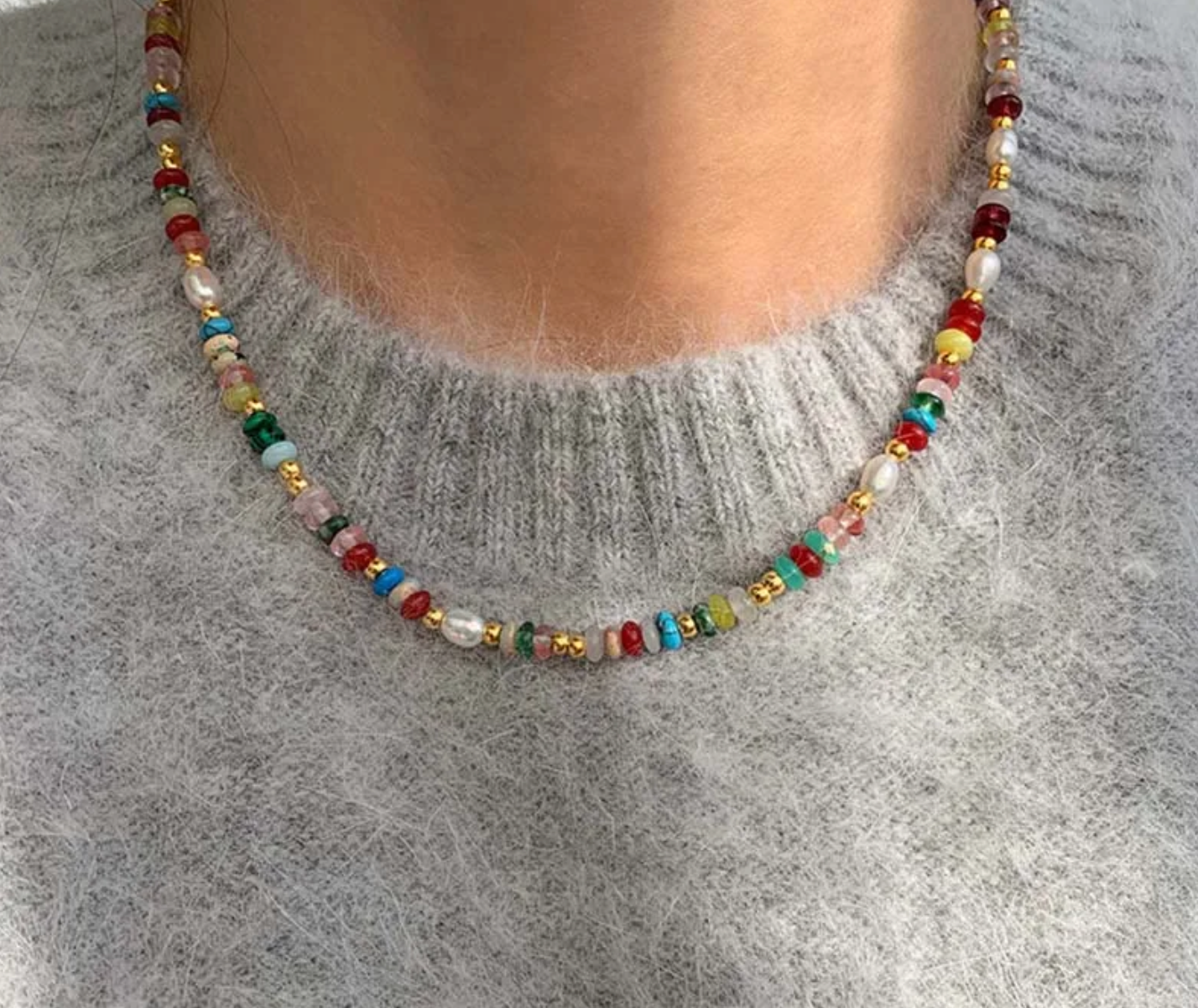 Colorful Beaded Freshwater Pearl Necklace Set