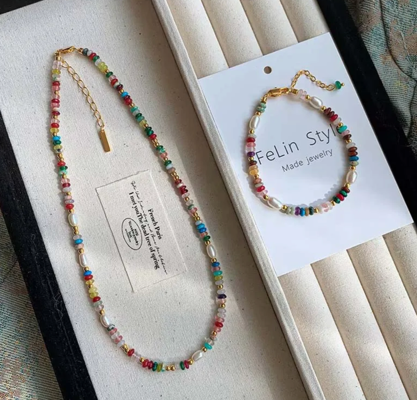 Colorful Beaded Freshwater Pearl Necklace Set