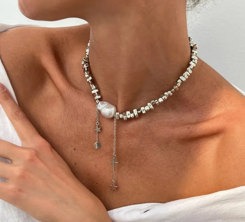 Elegant Irregular Pearl Bead Necklace