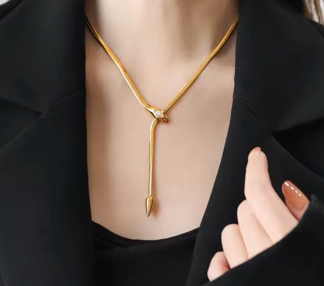 Snake Head Zircon Choker Necklace