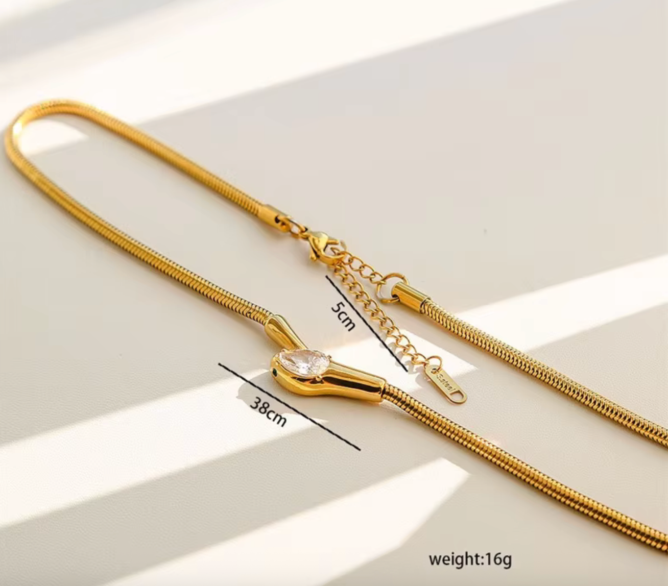 Snake Head Zircon Choker Necklace