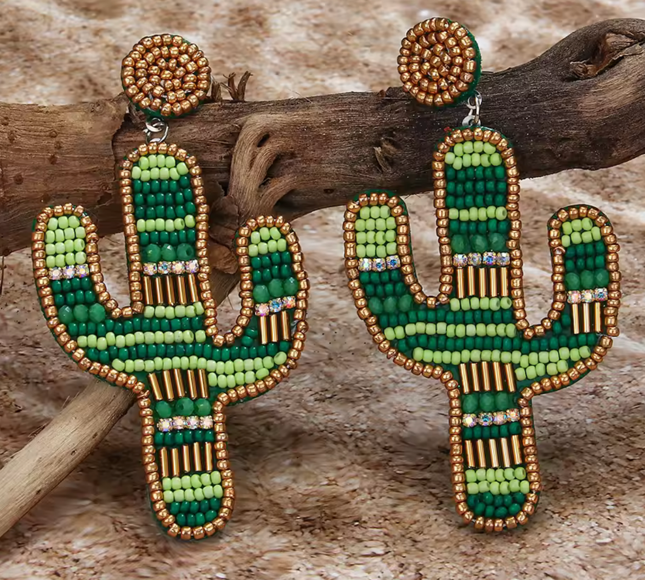 Boho Cactus Beaded Earrings