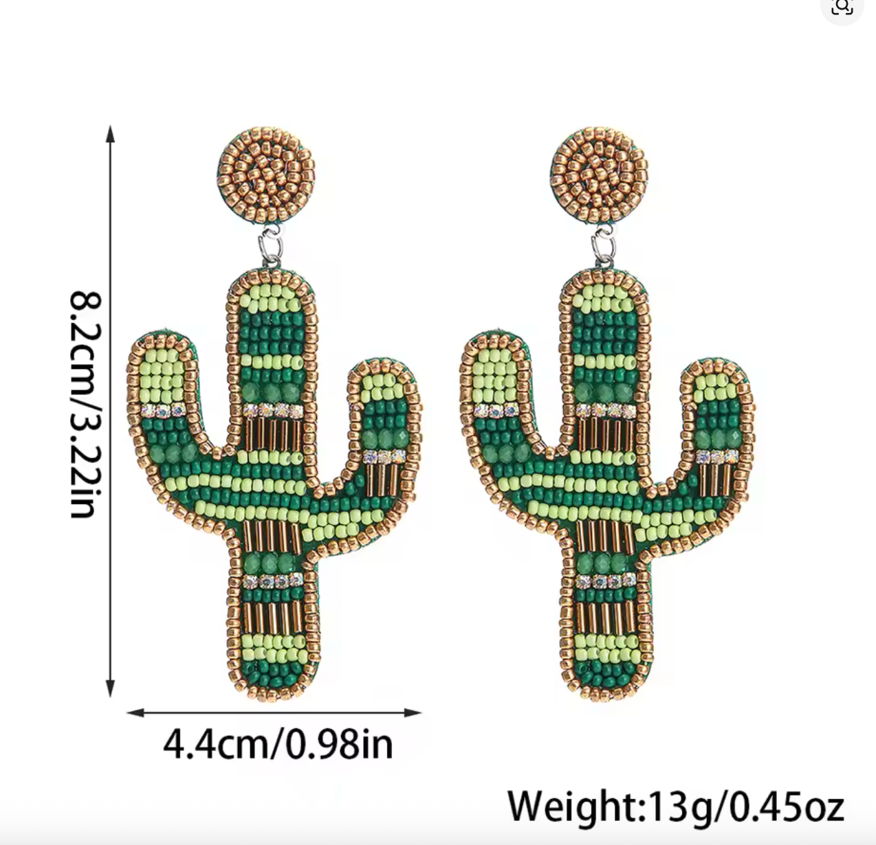 Boho Cactus Beaded Earrings