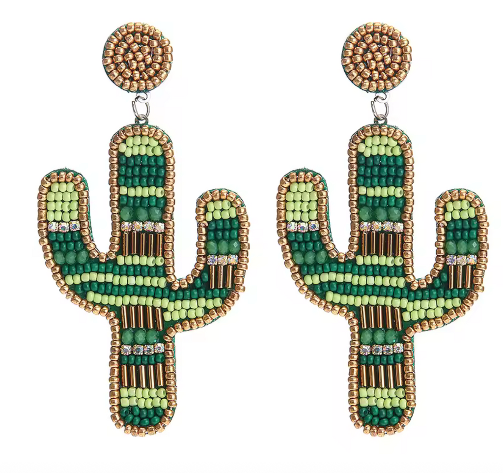 Boho Cactus Beaded Earrings
