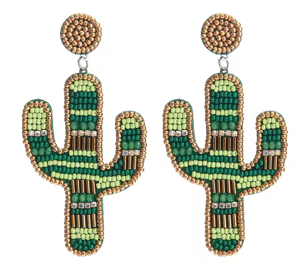 Boho Cactus Beaded Earrings