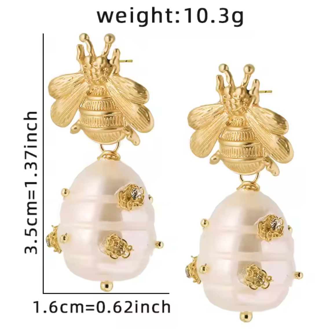Vintage Bee Shell Bead Earrings